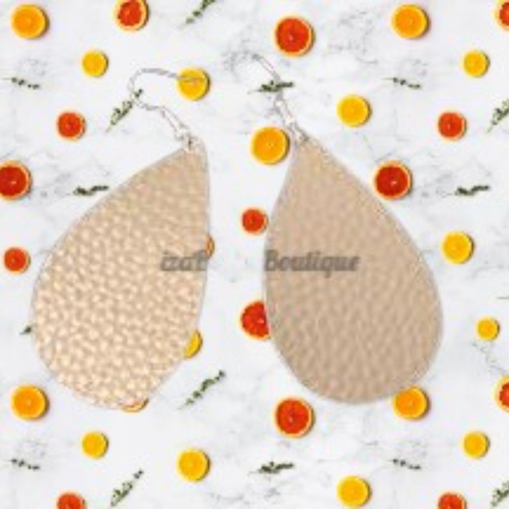 Grey Teardrop Faux Leather Earring  (2) ER1592  Handmade NWT Boutique